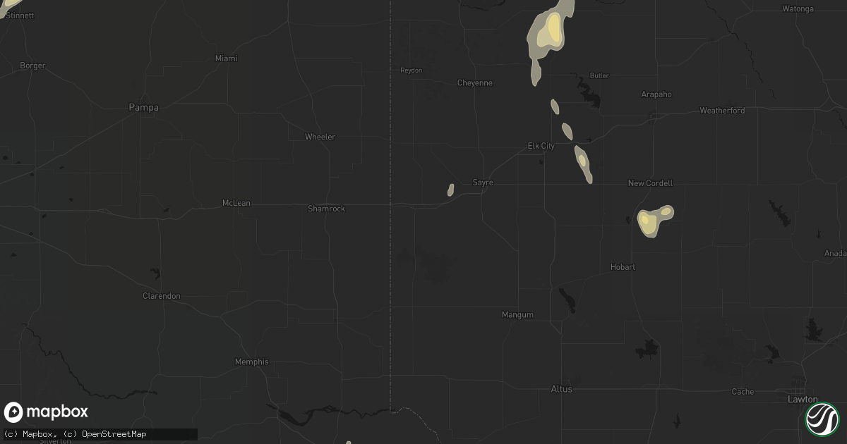 Hail map in Erick, OK on June 3, 2026