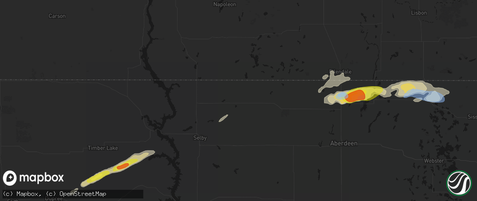 Hail map in Eureka, SD on June 3, 2026