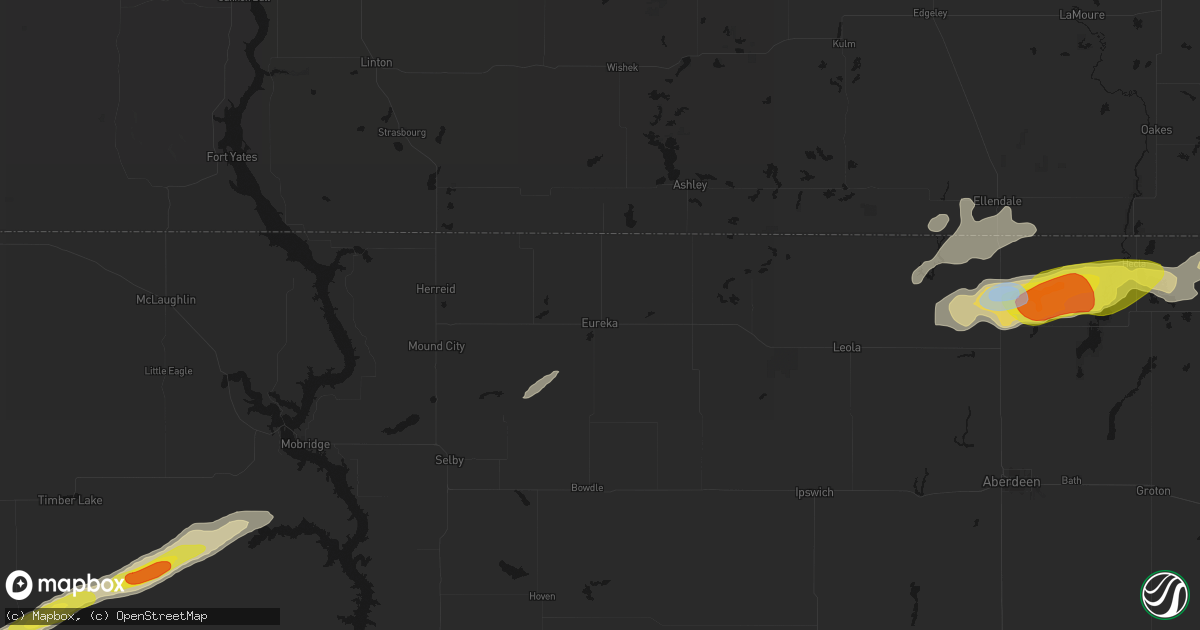 Hail map in Eureka, SD on June 3, 2026