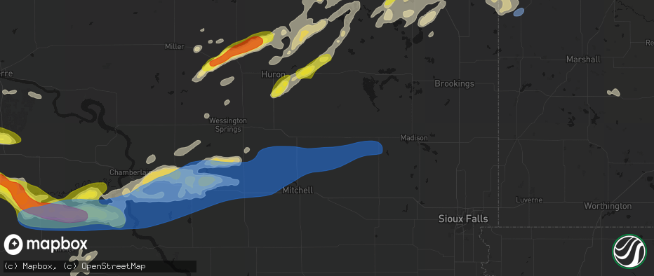 Hail map in Fedora, SD on June 3, 2026