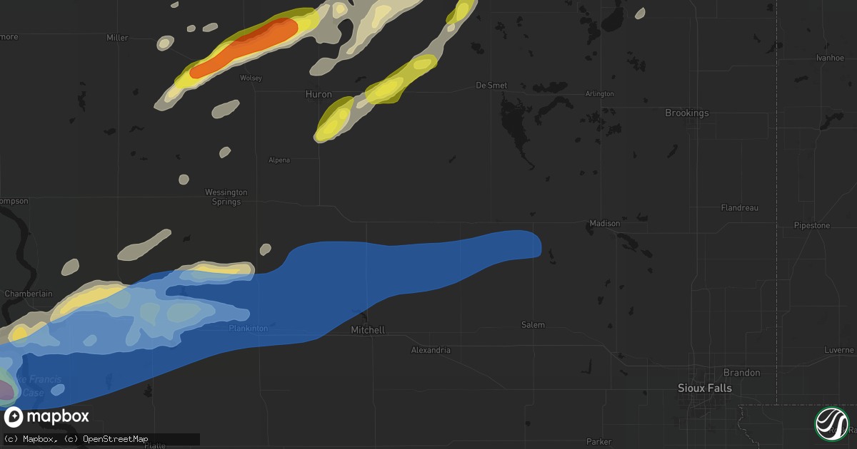 Hail map in Fedora, SD on June 3, 2026