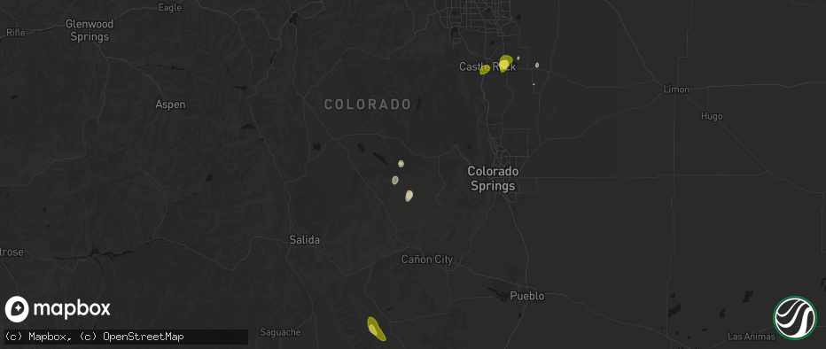Hail map in Florissant, CO on June 3, 2026