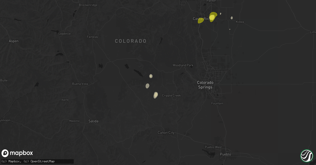 Hail map in Florissant, CO on June 3, 2026