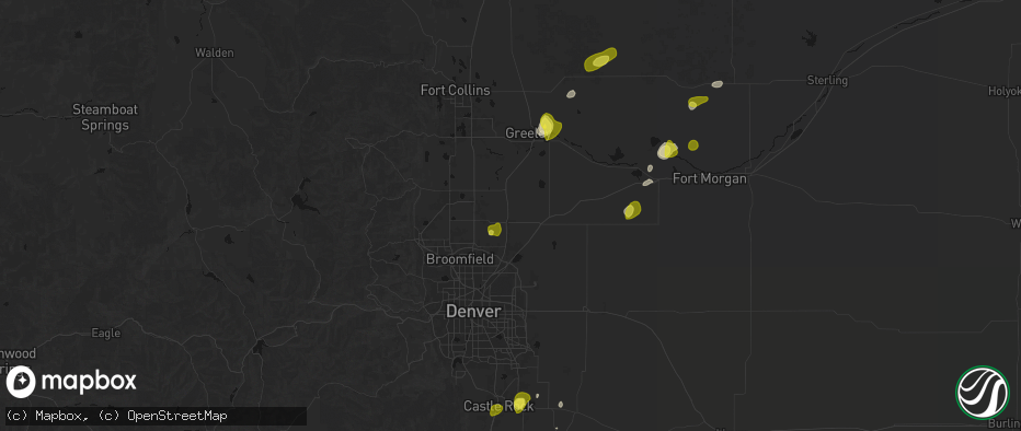 Hail map in Fort Lupton, CO on June 3, 2026