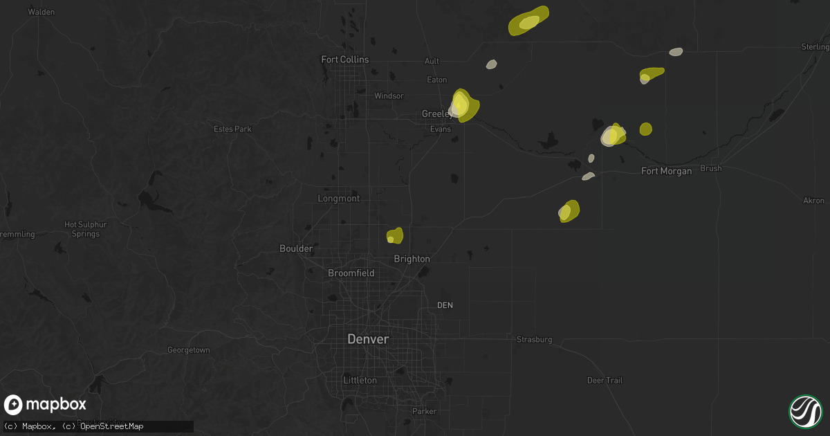 Hail map in Fort Lupton, CO on June 3, 2026