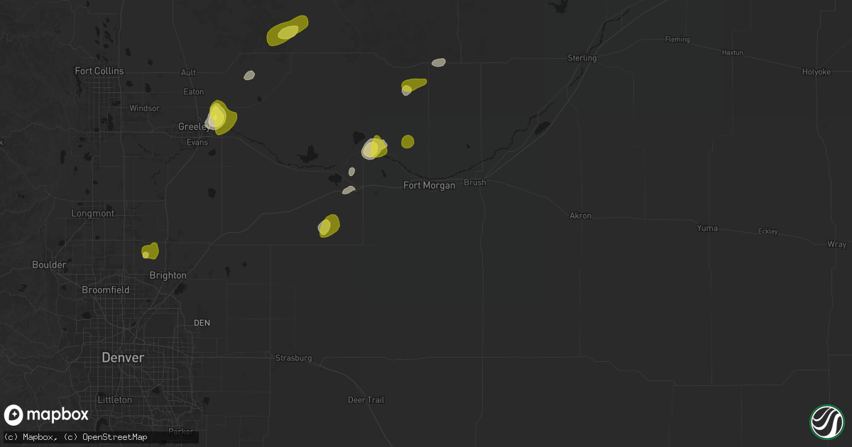 Hail map in Fort Morgan, CO on June 3, 2026
