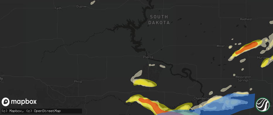 Hail map in Fort Pierre, SD on June 3, 2026