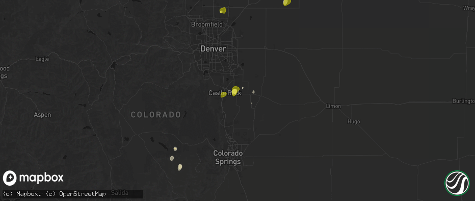 Hail map in Franktown, CO on June 3, 2026