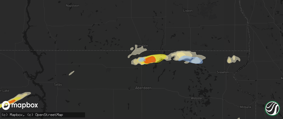 Hail map in Frederick, SD on June 3, 2026