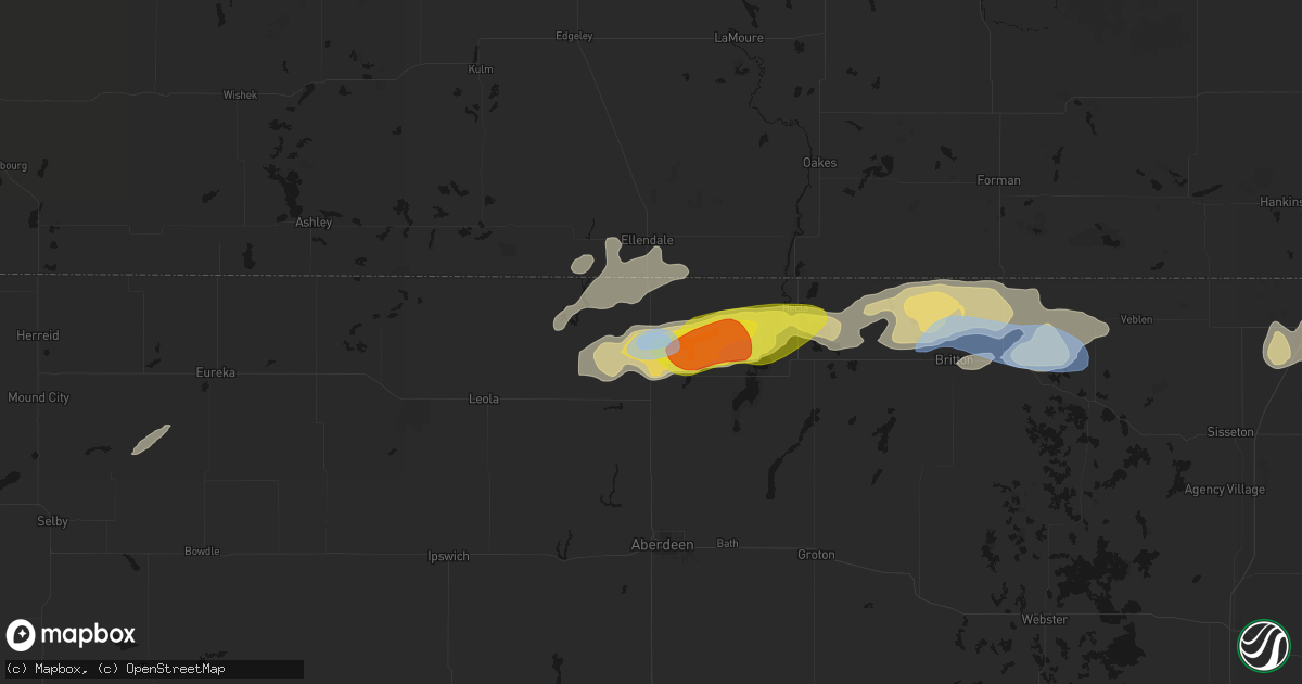 Hail map in Frederick, SD on June 3, 2026