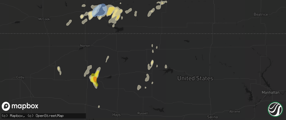 Hail map in Gaylord, KS on June 3, 2026