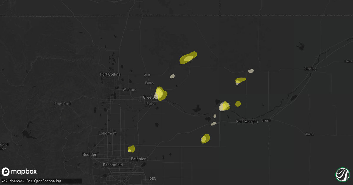 Hail map in Gill, CO on June 3, 2026