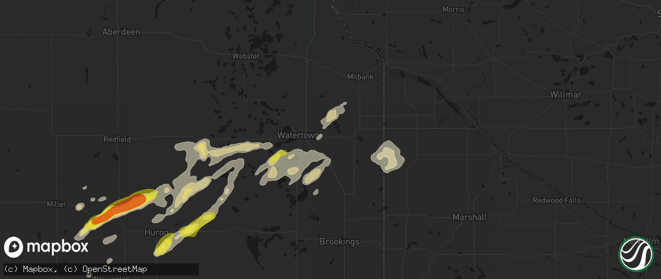 Hail map in Goodwin, SD on June 3, 2026