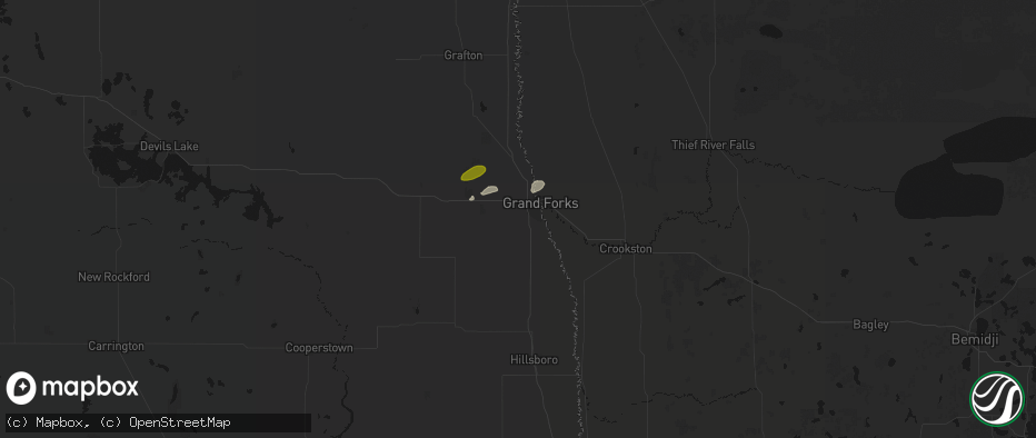 Hail map in Grand Forks, ND on June 3, 2026