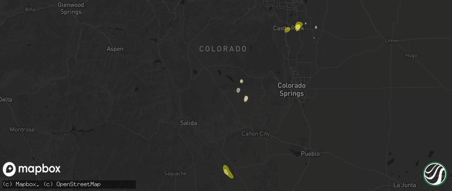 Hail map in Guffey, CO on June 3, 2026