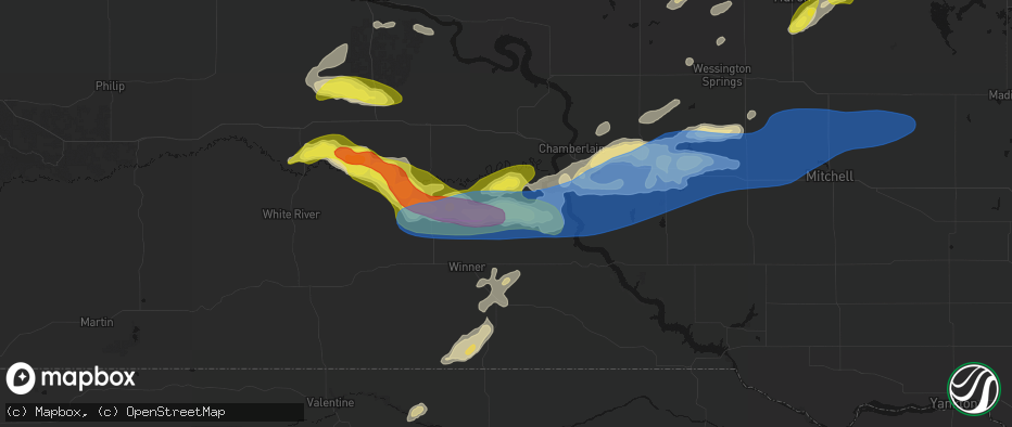 Hail map in Hamill, SD on June 3, 2026