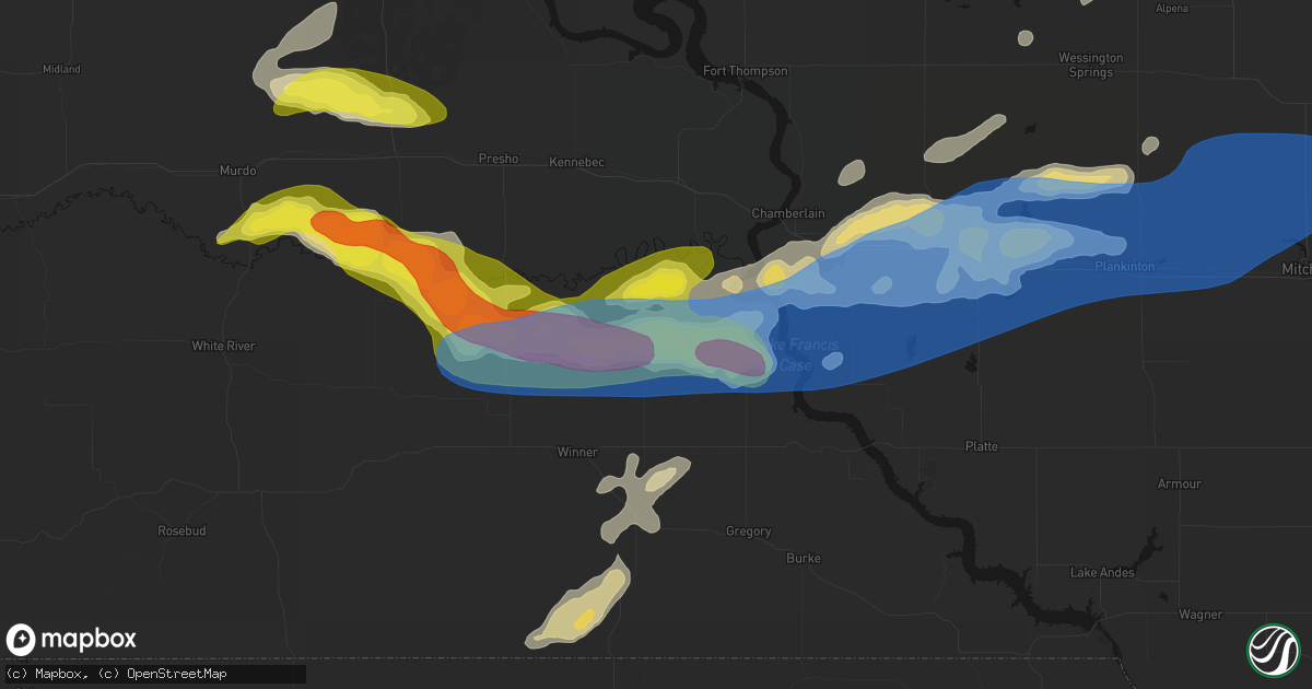 Hail map in Hamill, SD on June 3, 2026