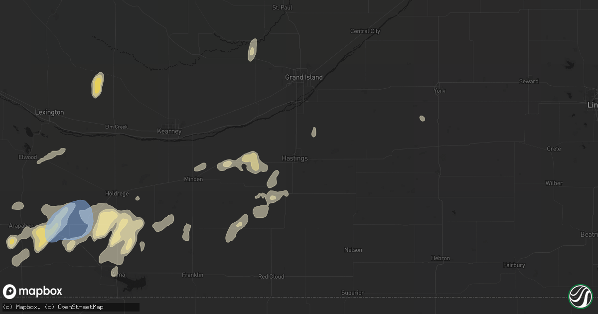 Hail map in Hastings, NE on June 3, 2026