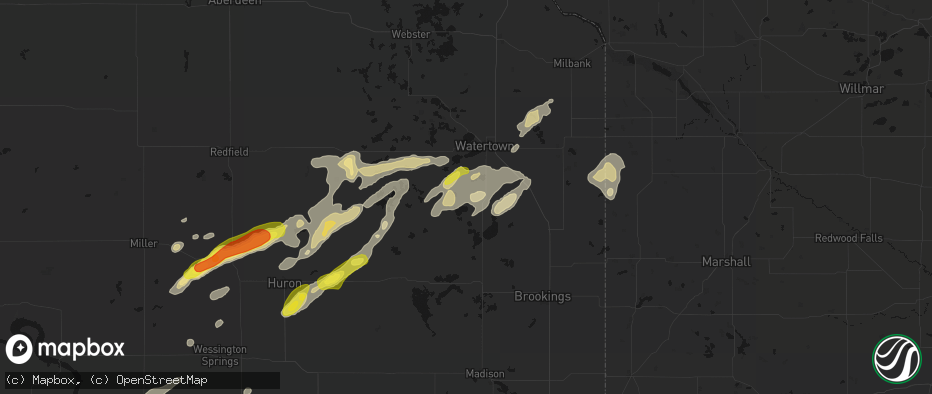 Hail map in Hayti, SD on June 3, 2026
