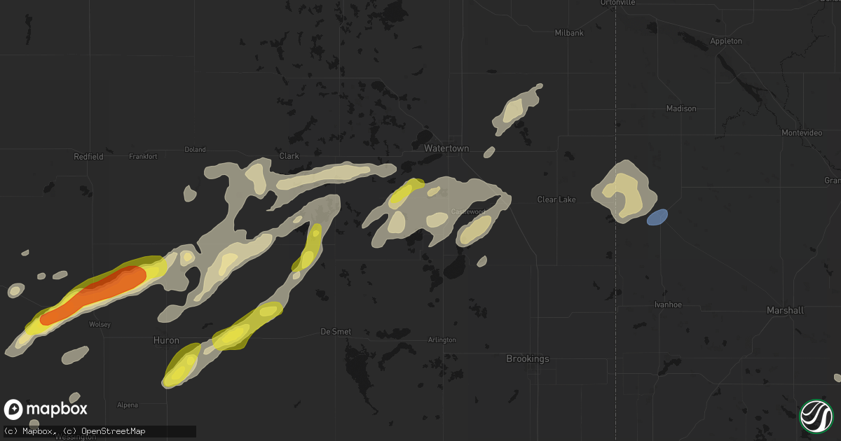 Hail map in Hayti, SD on June 3, 2026