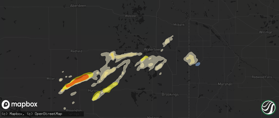 Hail map in Hazel, SD on June 3, 2026