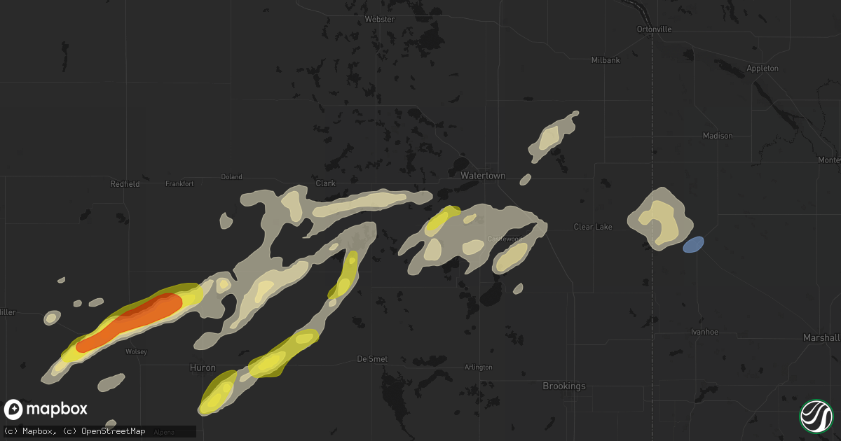 Hail map in Hazel, SD on June 3, 2026