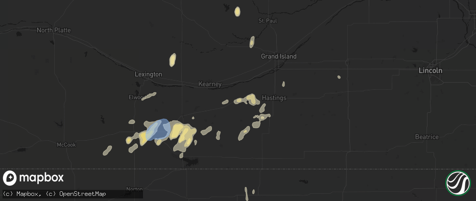 Hail map in Heartwell, NE on June 3, 2026