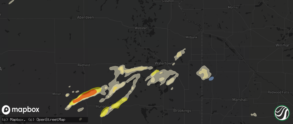 Hail map in Henry, SD on June 3, 2026