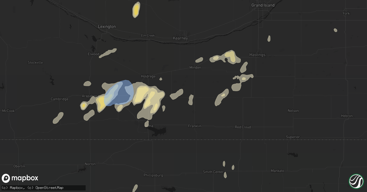 Hail map in Hildreth, NE on June 3, 2026