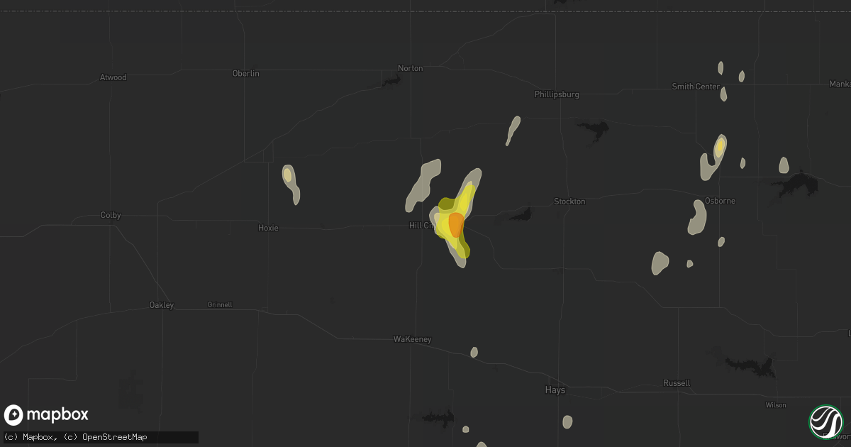 Hail map in Hill City, KS on June 3, 2026