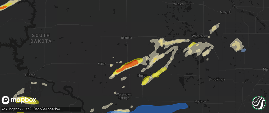 Hail map in Hitchcock, SD on June 3, 2026