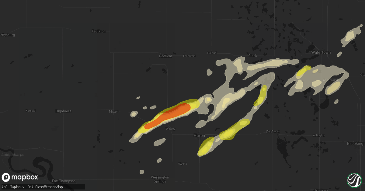 Hail map in Hitchcock, SD on June 3, 2026