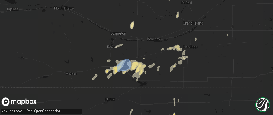 Hail map in Holdrege, NE on June 3, 2026