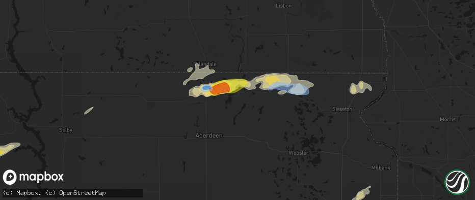 Hail map in Houghton, SD on June 3, 2026