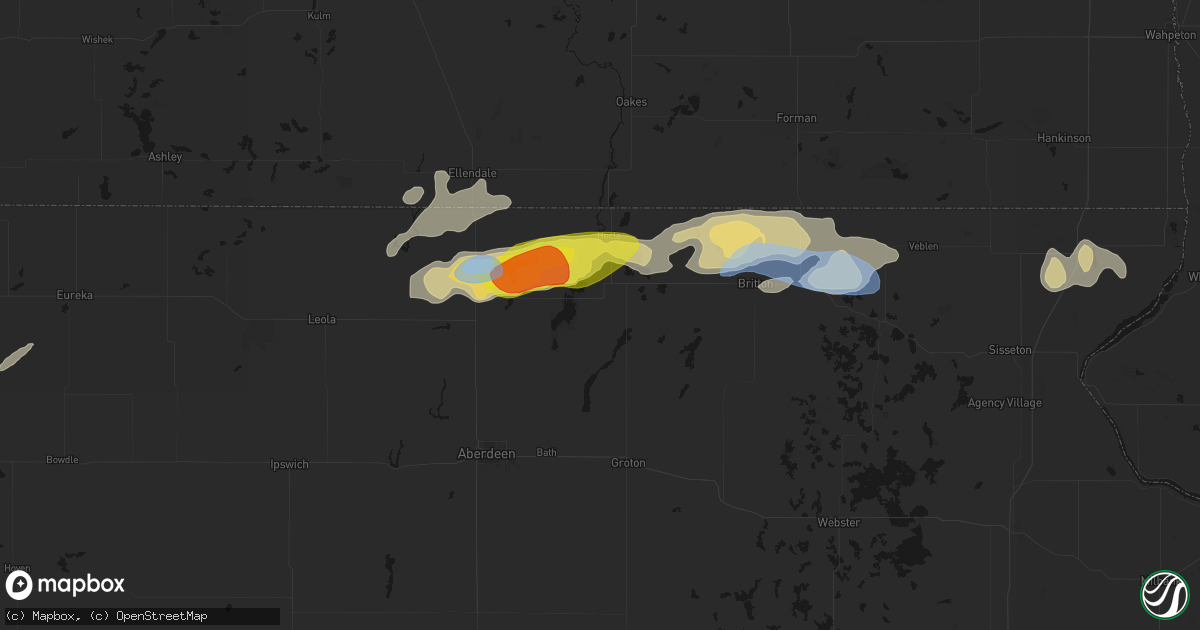 Hail map in Houghton, SD on June 3, 2026