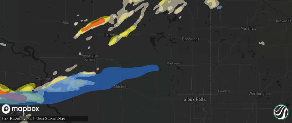 Hail map in Howard, SD on June 3, 2026