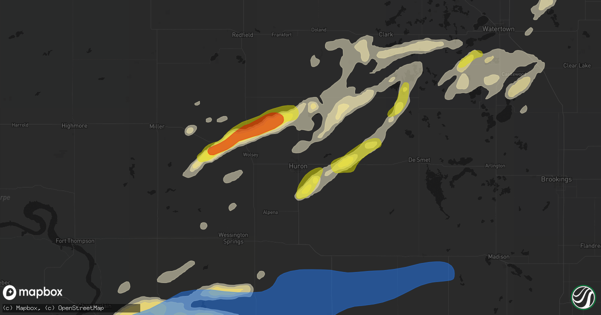 Hail map in Huron, SD on June 3, 2026