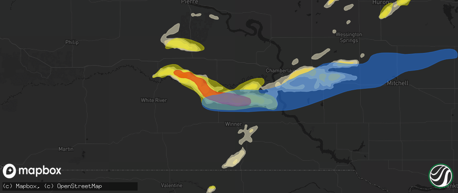 Hail map in Ideal, SD on June 3, 2026