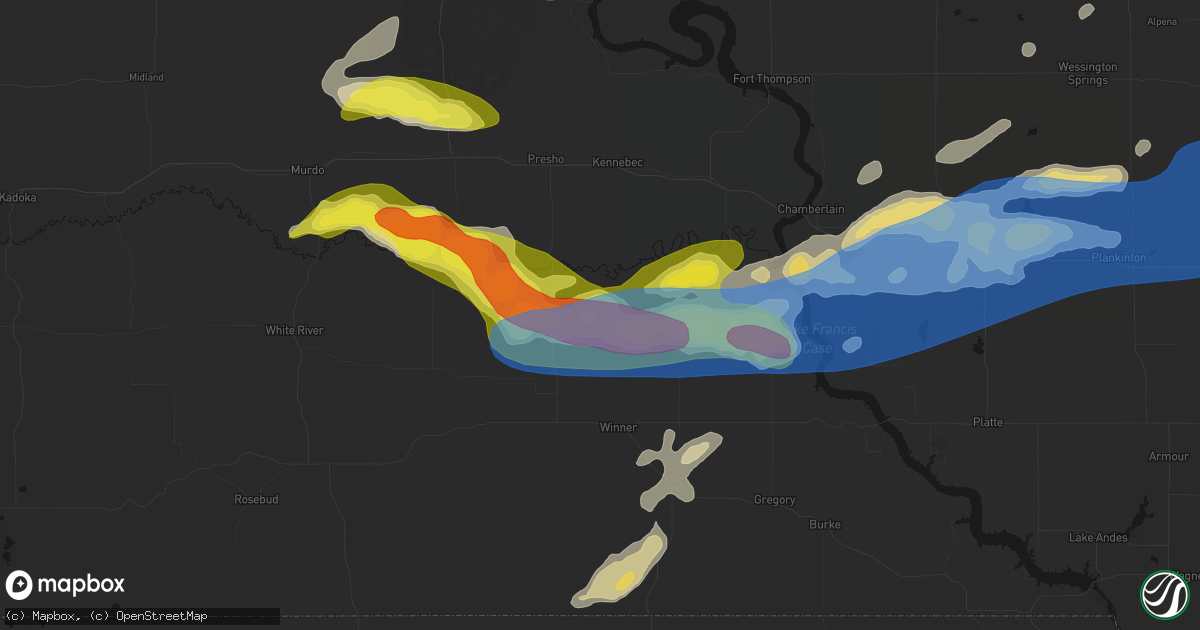 Hail map in Ideal, SD on June 3, 2026