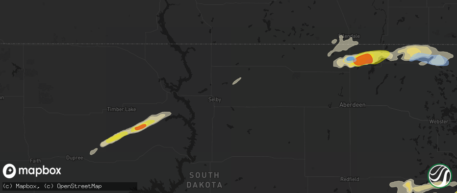 Hail map in Java, SD on June 3, 2026