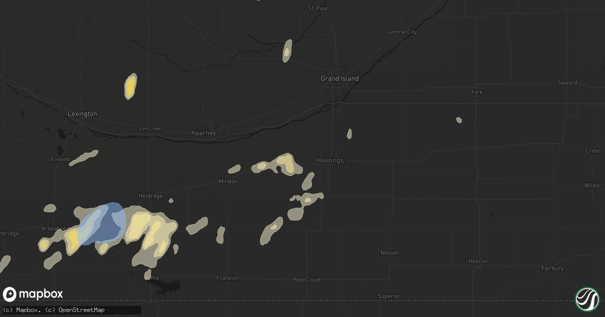 Hail map in Juniata, NE on June 3, 2026