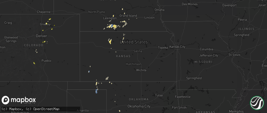 Hail map in Kansas on June 3, 2026