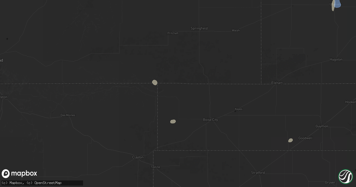 Hail map in Kenton, OK on June 3, 2026