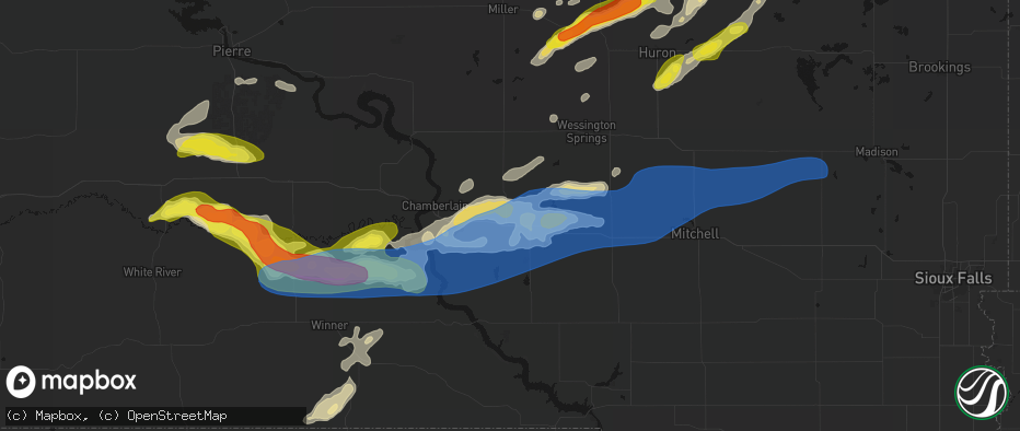 Hail map in Kimball, SD on June 3, 2026