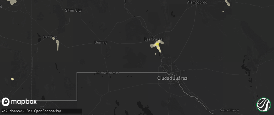 Hail map in La Mesa, NM on June 3, 2026