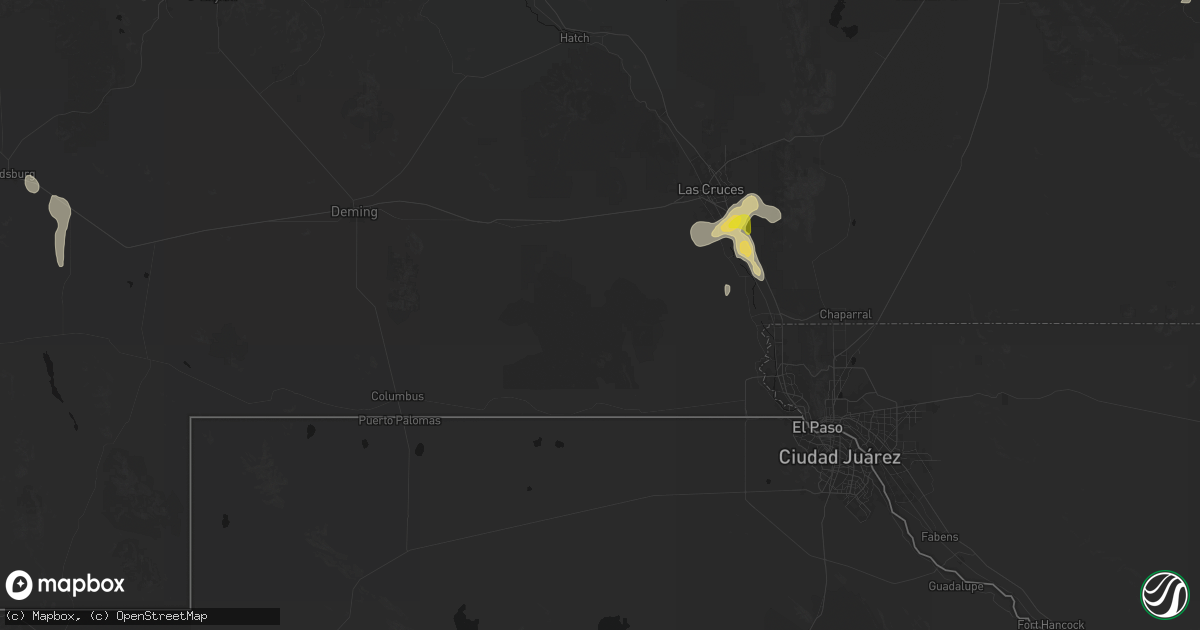 Hail map in La Mesa, NM on June 3, 2026