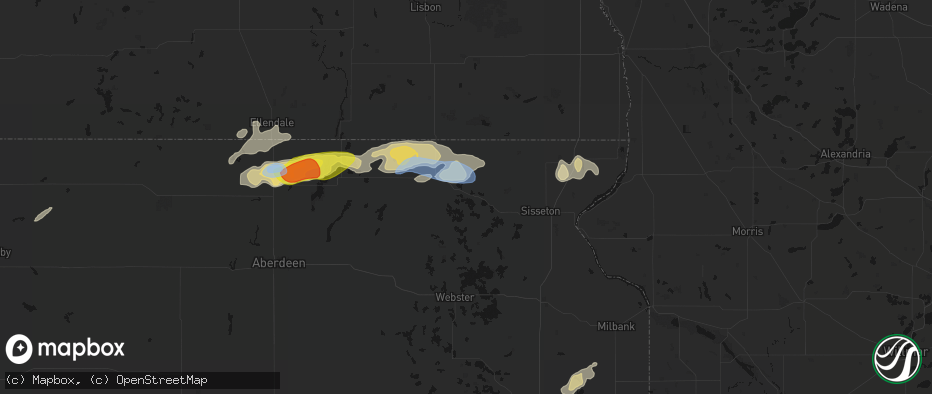 Hail map in Lake City, SD on June 3, 2026