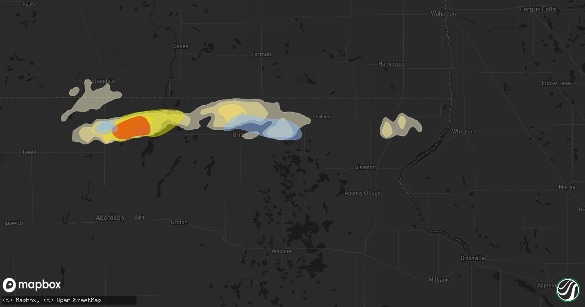 Hail map in Lake City, SD on June 3, 2026