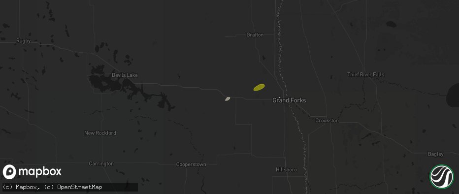 Hail map in Larimore, ND on June 3, 2026
