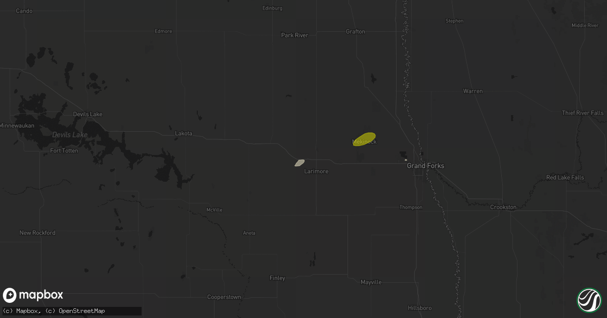 Hail map in Larimore, ND on June 3, 2026